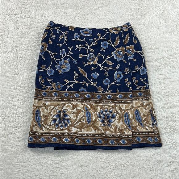 Vintage 90s Rhythm Blue floral print cotton wrap skirt, small - Picture 1 of 6